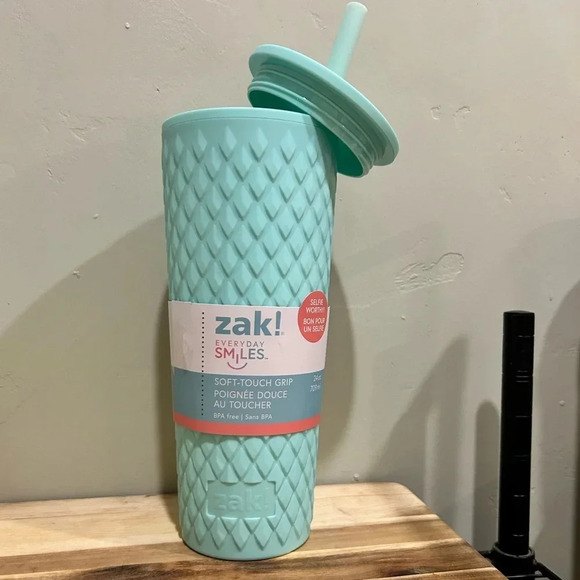 zak! Mint Green Tumbler with Sealing Lid + straw. Soft-Touch Grip. 24oz. NWTS!! - Picture 9 of 12